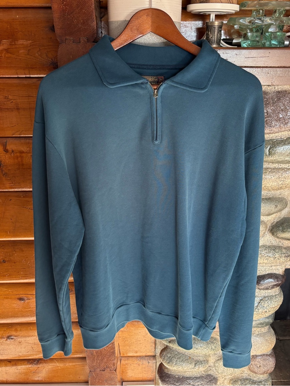 Pendleton Teal Half-Zip Pullover Sweatshirt